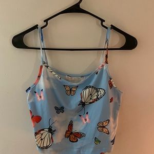cropped butterfly tank top
